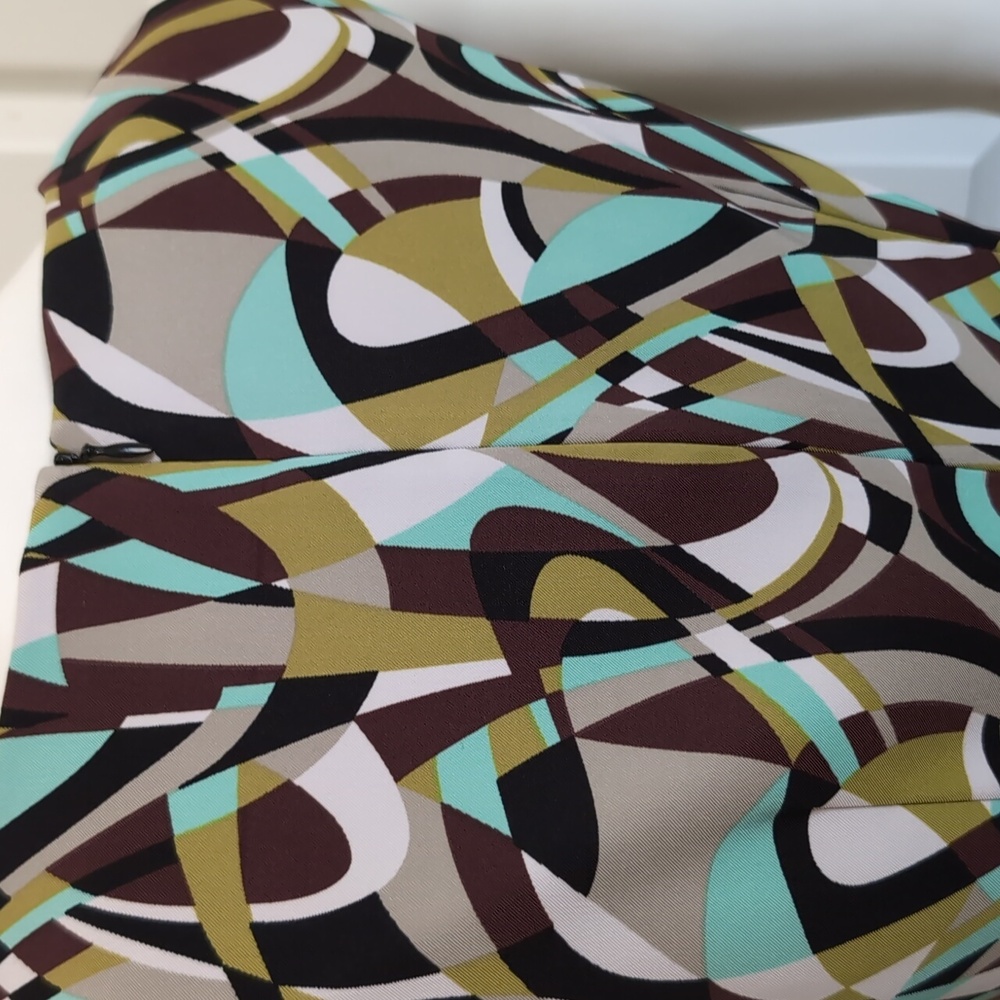 Connected Petite Sheath Dress Sz6P Geometric Sleeveless Zip-up EUC Poly/Spandex - Picture 5 of 12